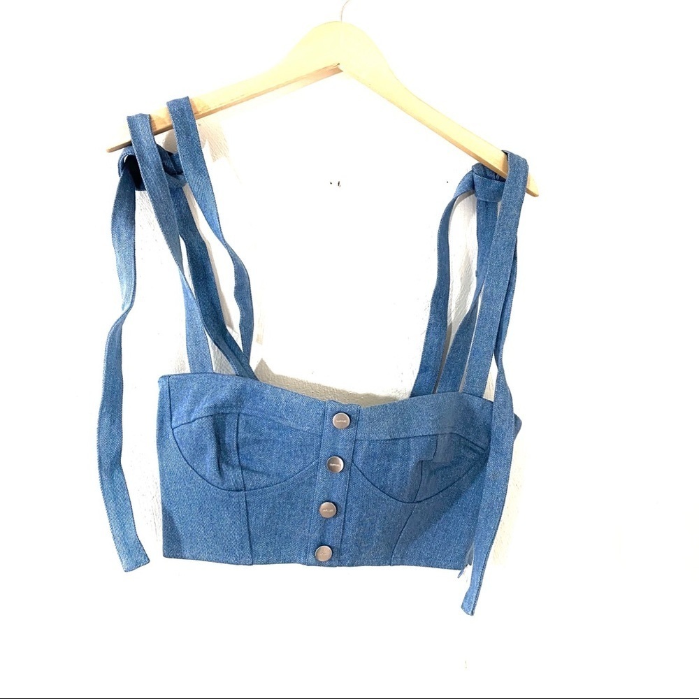 Capulet Hayley Crop Denim Top. Blue.Sz. XS